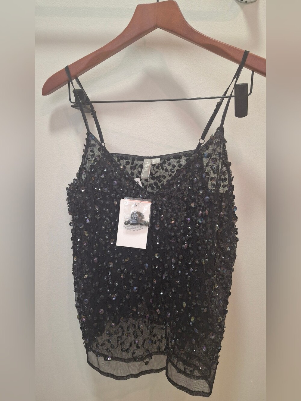 ASOS NWT Black Iridescent Sequin Cami